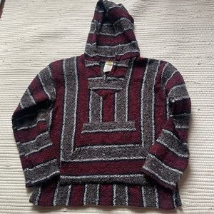 Classic Mexican Baja Hoodie Sweater Pullover Small